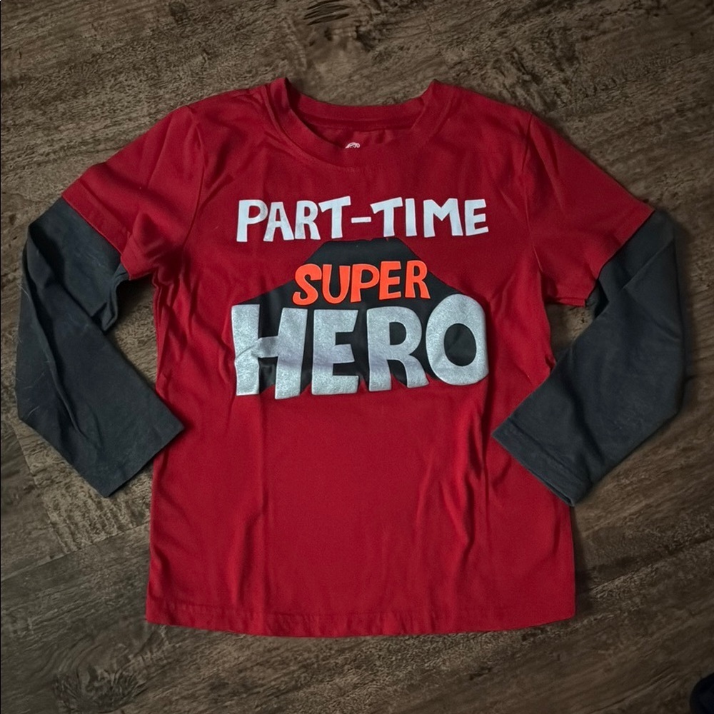 Part-Time Superhero Kids Shirt - Red and Black